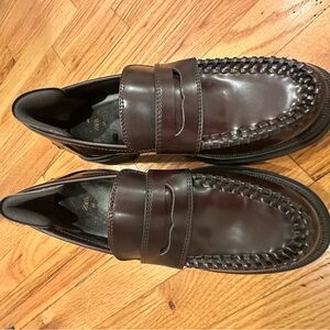 Zara Burgundy Chunky Leather Loafers